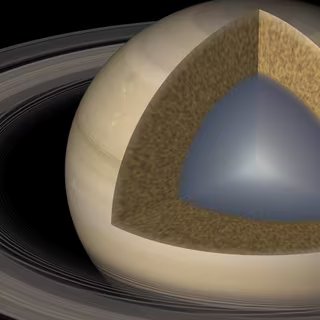 Une vue d'artiste de Saturne et de son intérieur selon le modèle proposé dans une publication récente. © Caltech/R. Hurt (IPAC) 